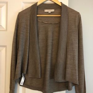 Ann Taylor Loft XS brown thin open draped front cardigan